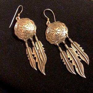 Sterling silver feather earrings